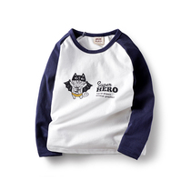 Boy long sleeve T-shirt cotton middle child Spring 2021 new childrens base shirt round neck sleeve thin