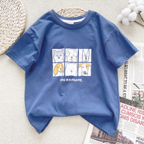 Early childrens clothing 2022 Summer new boy short sleeve T-shirt pure cotton neutral loose shoulder children CUHK children