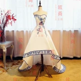 Ретро сине-белое свадебное платье, реквизит для фотографии подходит для фотосессий, китайский стиль, пышное платье