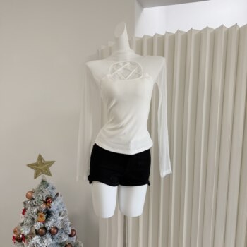 Popw Vintage Niche Design Piece That's Slightly Seductive, More Attractive Than Any Man, and a See-Through Base Layer Top for Women