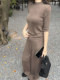 Popw LAOSHU Old Money Style Yangzi Wool Yarn Skin-Friendly Half-Sleeve Half-Turtleneck Solid Color Base Shirt T-Shirt