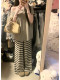 Summer ice silk hollow comfortable walking pants Striped knitted loose wide-leg pants Summer drapey lazy casual pants