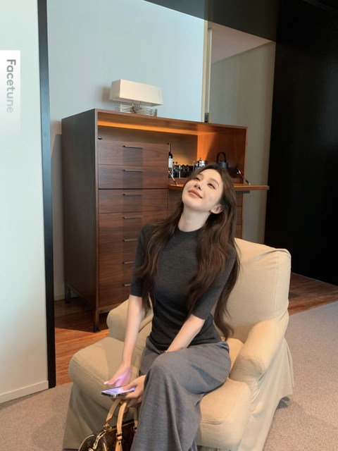 Popw LAOSHU Old Money Style Yangzi Wool Yarn Skin-Friendly Half-Sleeve Half-Turtleneck Solid Color Base Shirt T-Shirt