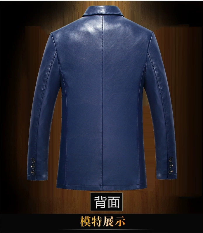 Mùa thu đông da mới phù hợp với ba khóa da da nam da cừu phù hợp với áo khoác cotton Hàn Quốc Slim áo khoác jean