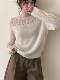 Alpaca Wool 27120 Spring New Korean Style Loose Slimming Round Neck Hollow Knit Sweater for Women Versatile Sweater