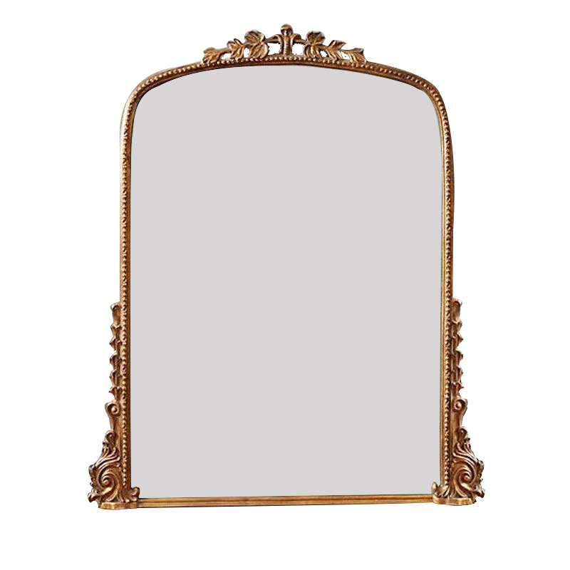 Quting French antique European style makeup mirror makeup table large tabletop fireplace hanging wall net red carved palace extension decoration