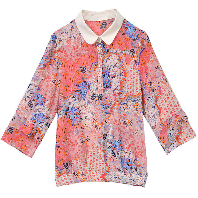 This year's new floral chiffon shirt tops women's spring 2022 women's Western-style small shirts beautiful spring shirts