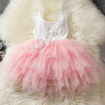 Girls summer dress mesh casual dress European and American style sleeveless fluffy yarn princess dress June 1 performance dress