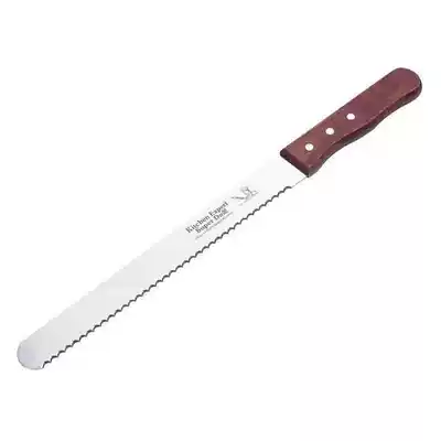Stainless steel bread knife with wooden handle