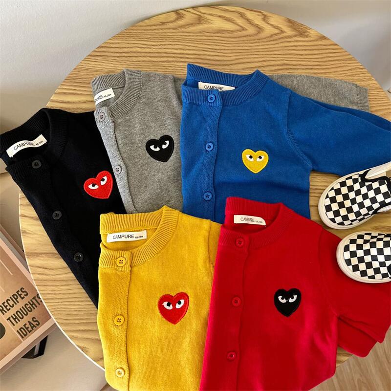 2026 Baby Spring and Autumn Knit Cardigan Sweater for Toddlers, Boys and Girls, Pure Cotton Thin Knit Top Trendy