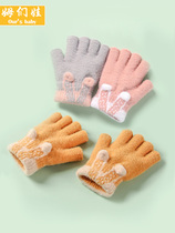 ins can touch screen knitted childrens gloves half fingers little girls students write middle children warm and lovely in autumn and winter