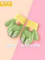 One velvet 0-3 baby gloves winter cute little hand baby warm cartoon bunny anti-freeze anti-scratch bag finger
