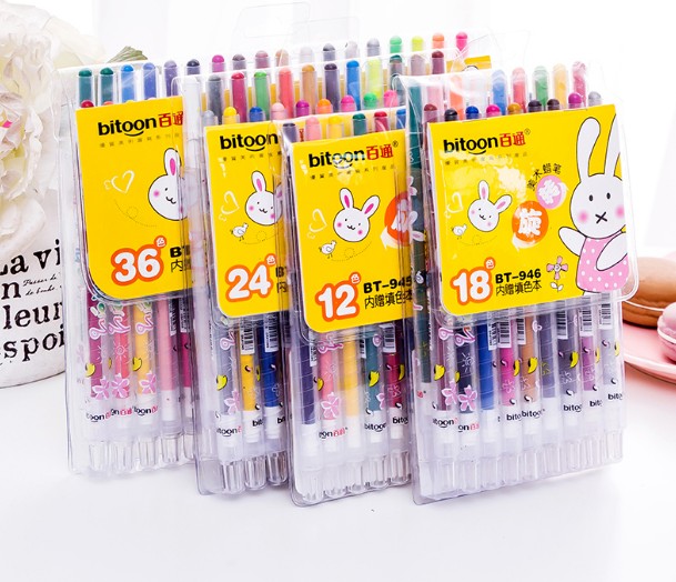 Hundreds 12 12 18 24 24 36 36 color children swivel wax pen oil painting stick suit lengthened graffiti dazzling stick-Taobao