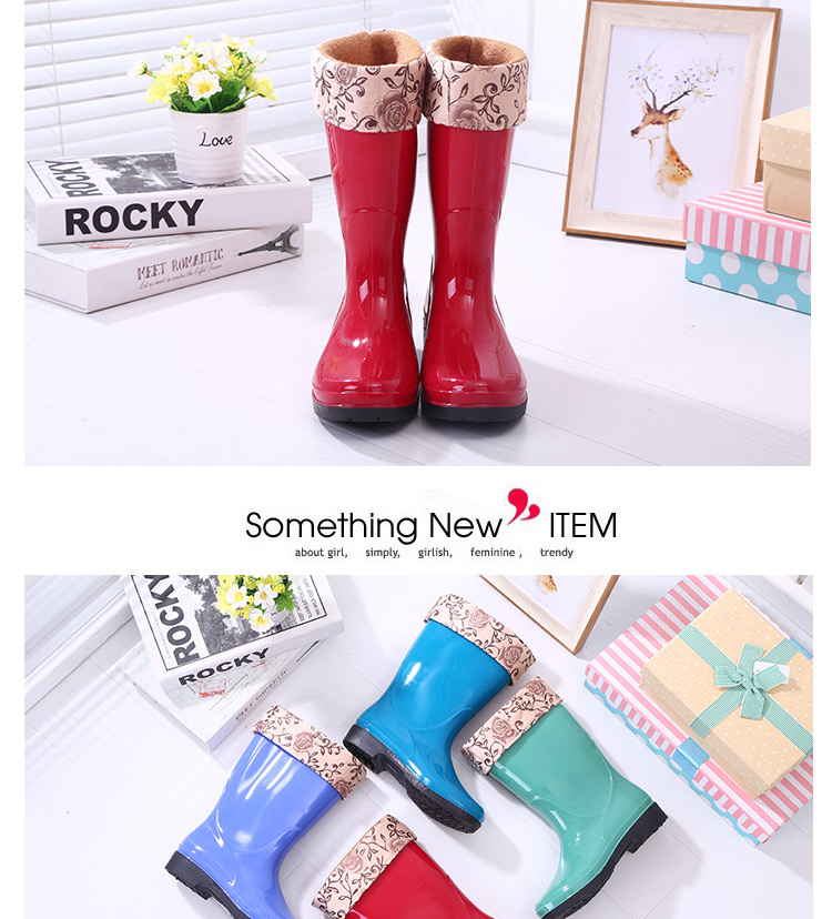 Cộng với bông nhung mưa mưa ủng cao su không thấm nước giày cao su nữ giày ủng trong ống thời trang ấm áp chống trượt mùa đông dành cho người lớn giày chạy bộ chống nước