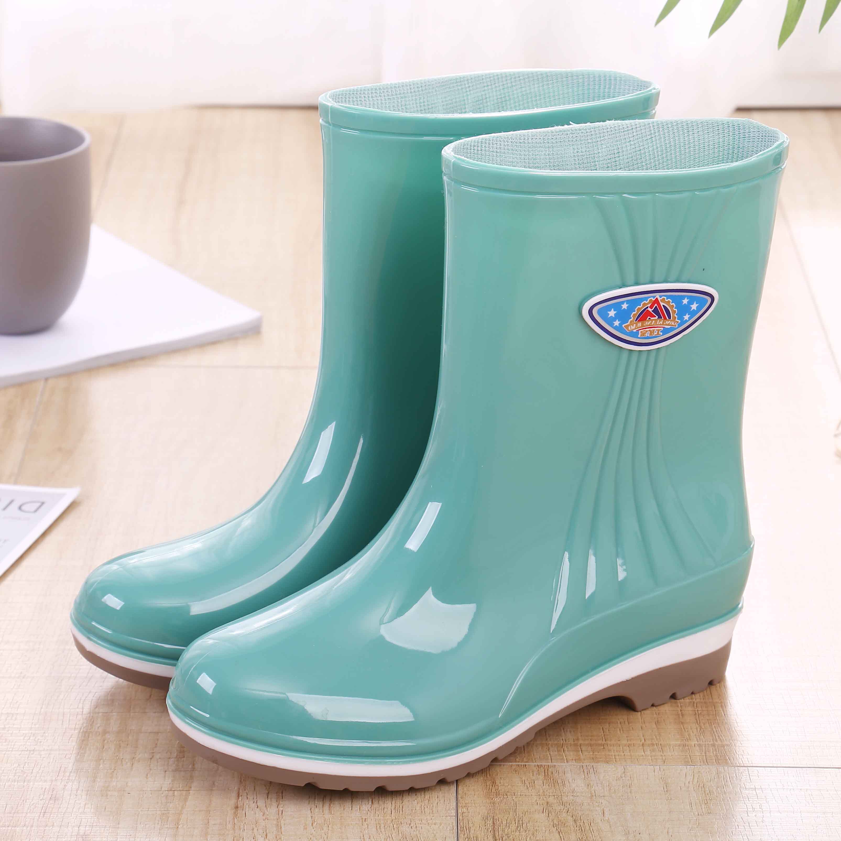 Short boots women's water shoes women's rain boots Korean fashion waterproof shoes kitchen non-slip rubber shoes work overshoes summer