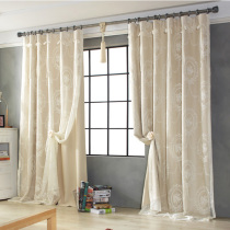 Korea imported beige flower lace dream yarn double Korean pastoral romantic blackout curtains