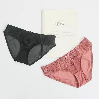 Personal Diary French lace sexy mesh stitching cotton crotch breathable bag breech women's underwear triangle shorts