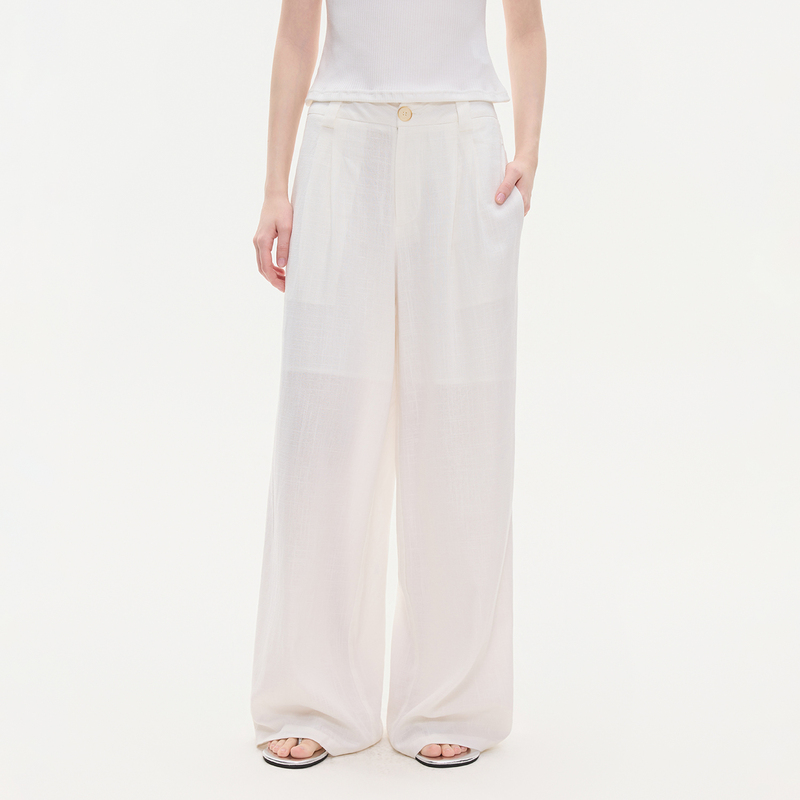 Ikyou High-End Linen Wide-Leg Casual Pants for Women, New Summer Style, Loose, Slimming, Breathable, Straight-Leg Pants, Floor-Length Pants Ikyou High-End Linen Wide-Leg Casual Pants for Women, New Summer Style, Loose, Slimming, Breathable, Straight-Leg Pants, Floor-Length Pants