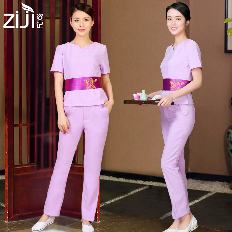 làm đẹp mới workclothes bộ mùa hè salon váy đẹp workclothes sức khỏe quần áo kỹ thuật viên phụ nữ ngắn tay ngắn tay