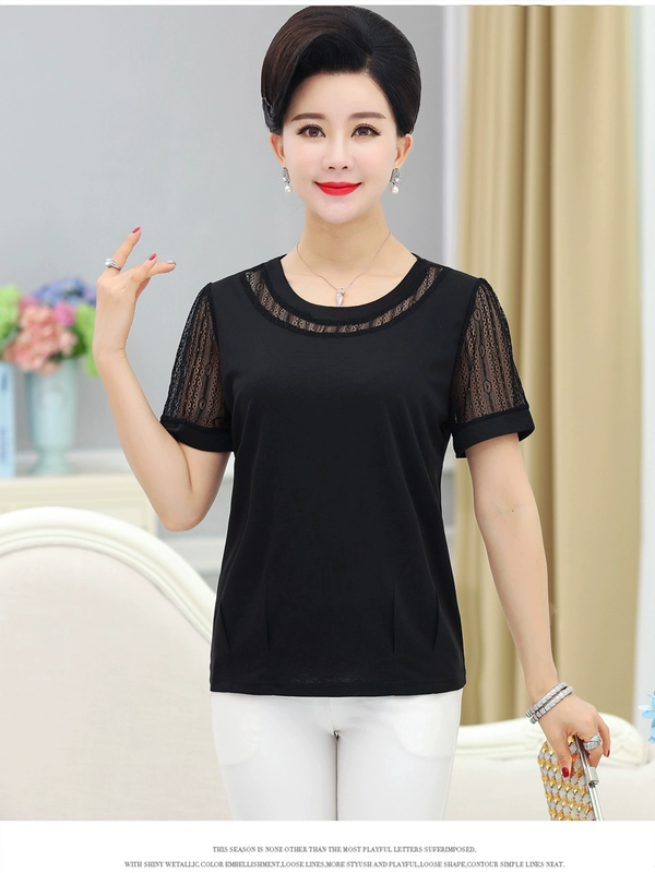 Các bà mẹ trung niên và già mặc áo phông ngắn tay thời trang cho phụ nữ trung niên mùa hè đầm rộng kích thước nhỏ 40 phụ nữ - Quần áo của mẹ