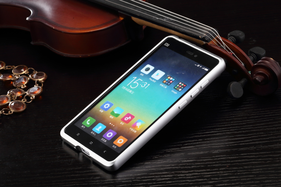 Luphie Aircraft Aluminum Metal Frame 9H Tempered Glass Back Cover Case for Xiaomi Mi 4C