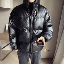 Winter cotton coat mens coat thickened warm Puu skin texture cold-proof down cotton jacket students stand large size small cotton padded jacket