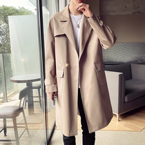 Trench coat mens long Youth Tide brand British coat super long knee card Chi coat cloak casual mens coat