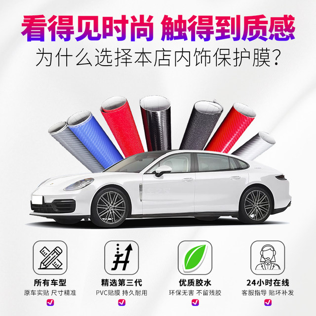 ເຫມາະສໍາລັບ Honda Binzhi XRV ພາຍໃນດັດແກ້ carbon fiber sticker door anti-kick pad gear decorative car car