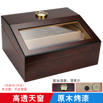 Natural cedar log wood grain humidor storage humidification humidification cabinet wooden box with humidifier hygrometer