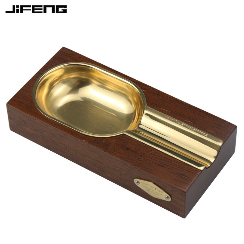 JIFENG Cigar Ashtrays Metal Large Caliber Single Groove Four Groove Printed Eggplant Solid Wood Cigarette Lighter Personality Fashion Creativity-Taobao