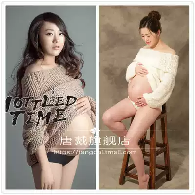 2021 pregnant women photo clothing photo studio photography photo clothing one-shoulder sexy sweater small fresh clothes for sale