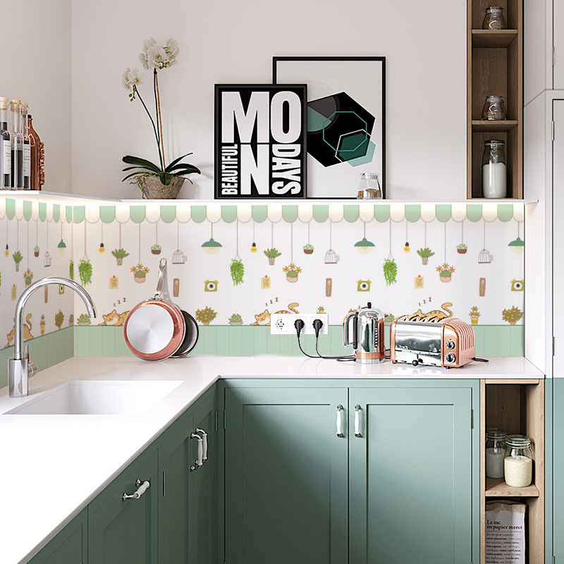 Kitchen oil-proof stickers cabinet stove with waterproof self-adhesive range hood heat-resistant overall cabinet wall stickers thickened stickers