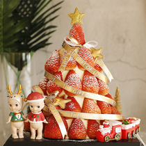 Christmas party strawberry tower cake decorations Kubi Angel doll ornaments Christmas red grass circle