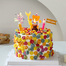 Internet celebrity Valentines Day cake decoration ornaments woolen brown bear candle ins style couple birthday party plug-in