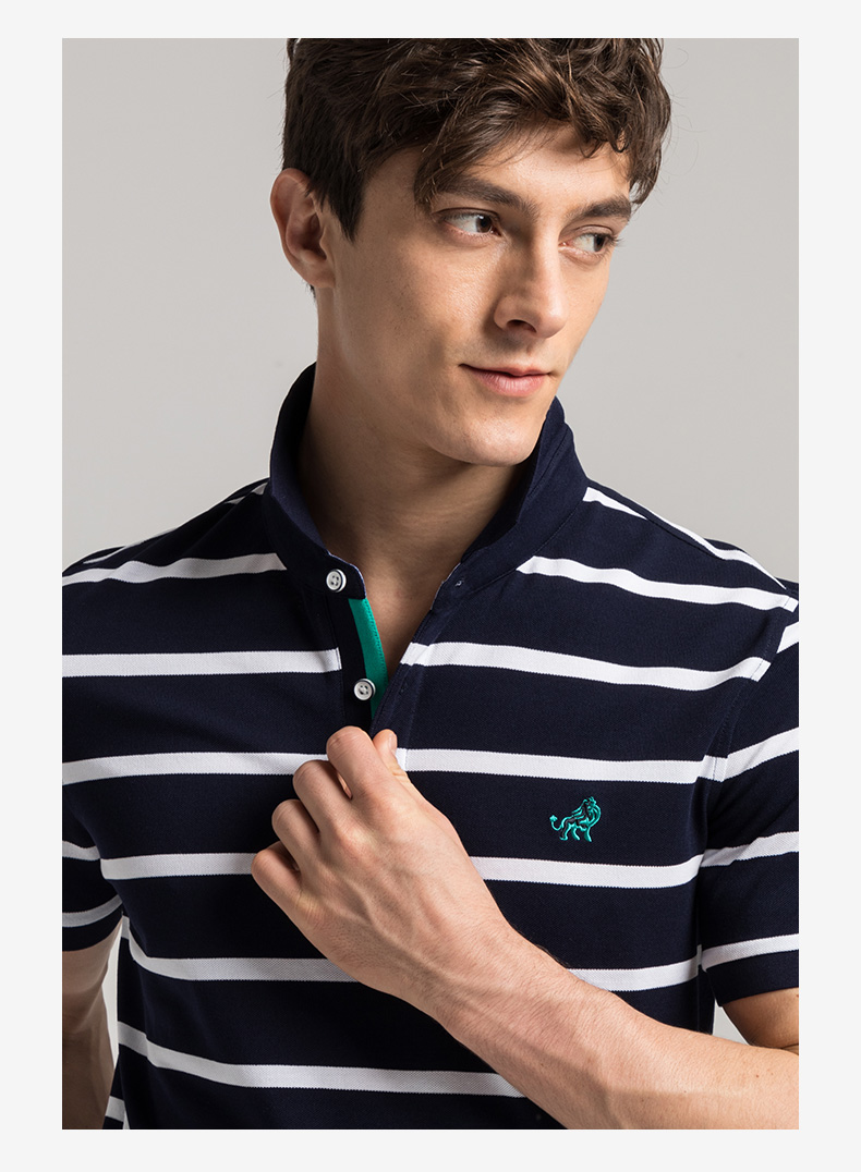 GYgoldlion / GY quần áo polo nam ngắn tay thủy triều cotton mới sọc áo thun aso polo