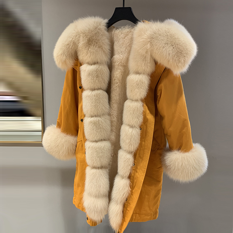 2022 New Imported Fox Fur Hooded Pie Overcome Women's Fur Jacket