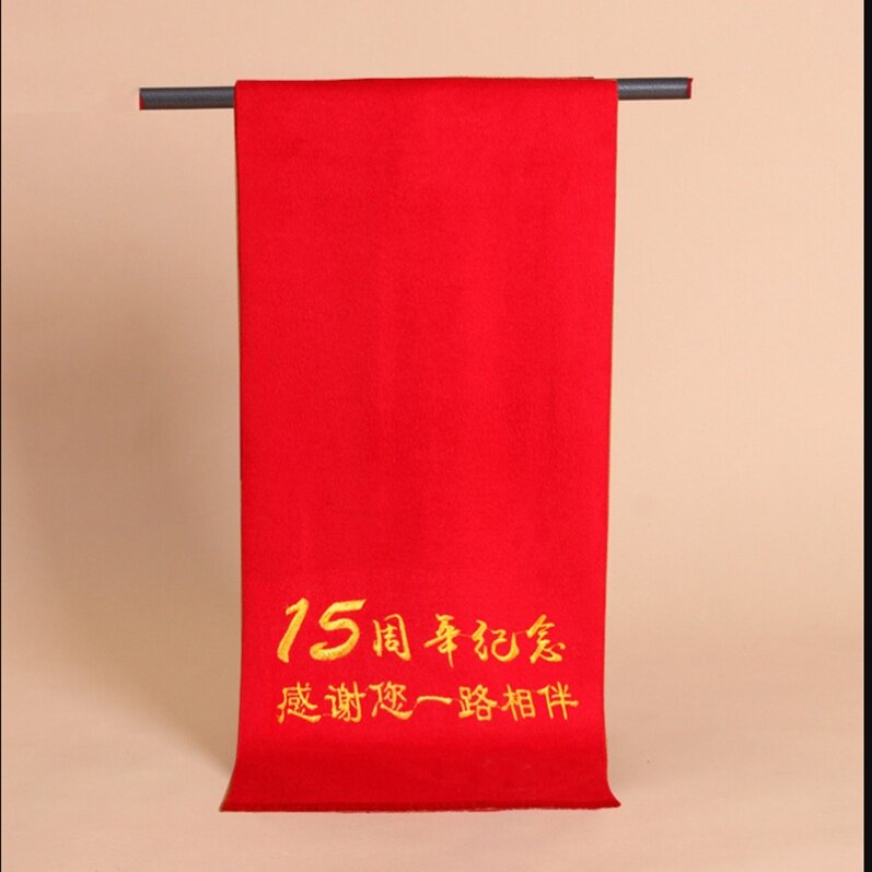 Limited new red annual meeting event custom men's and women's natal year printing logo big red scarf custom-made