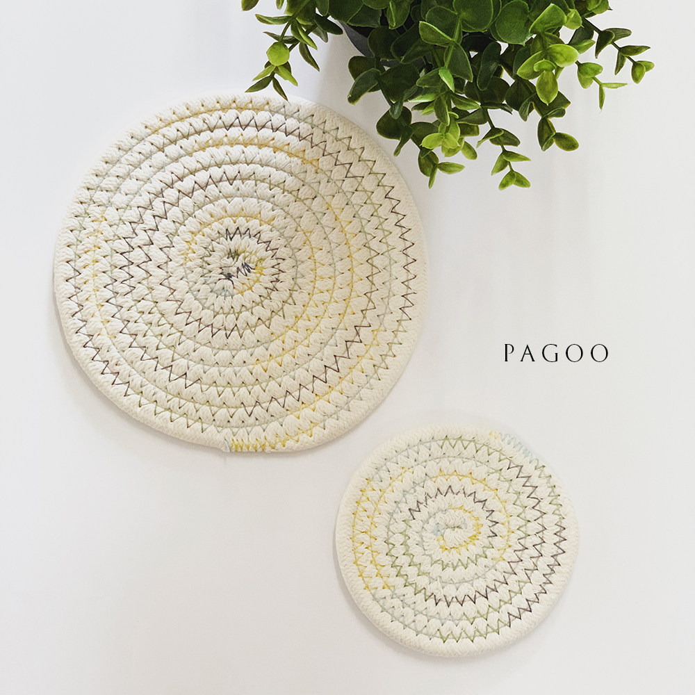 PAGOO thickened cotton rope insulation mat woven table mat Japanese anti-scalding plate mat bowl mat Nordic table mat