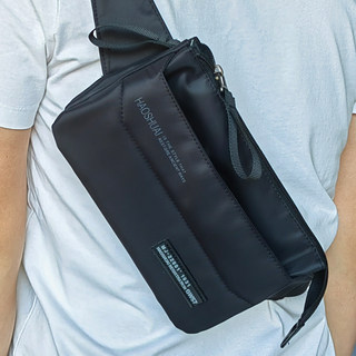 New Casual Small Shoulder Bag for Men, Multifunctional Mobile Phone Bag, Outdoor Sports Waist Bag, Trendy Brand Chest Bag, Multi-Compartment Crossbody Bag