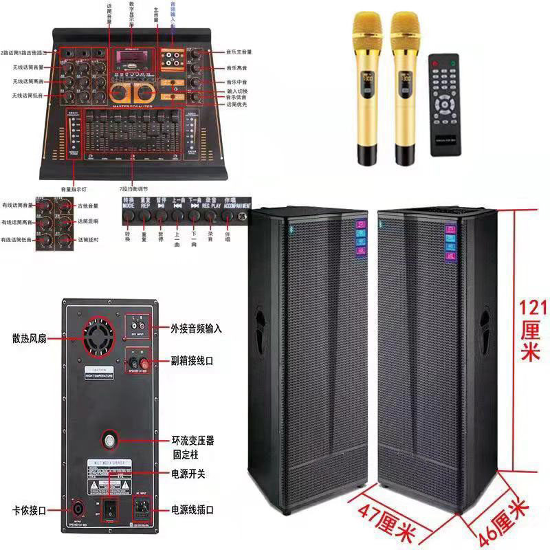 New Double 15-inch High Power Active Stage Sound Square Performance Outdoor Store Wedding Promotion Performance speakers