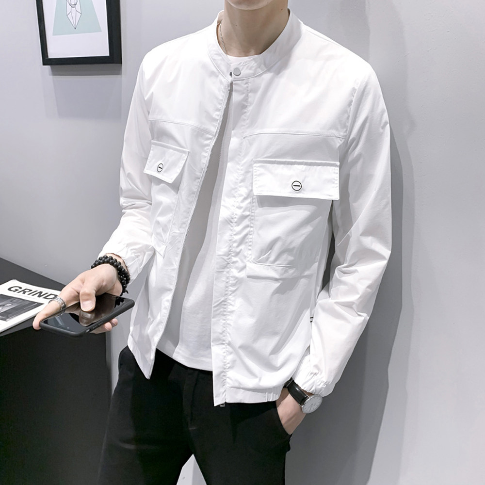 Tide brand summer sun protection clothing men's simple zipper solid color thin casual jacket sun protection clothing windbreaker 100-piece top