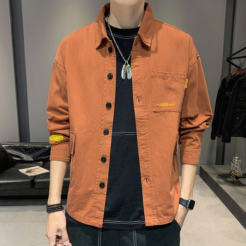 2022 Spring New Workwear Jacket Men's Large Size Loose Casual Coat Cotton Men's Shirt Trendy Brand Shirt