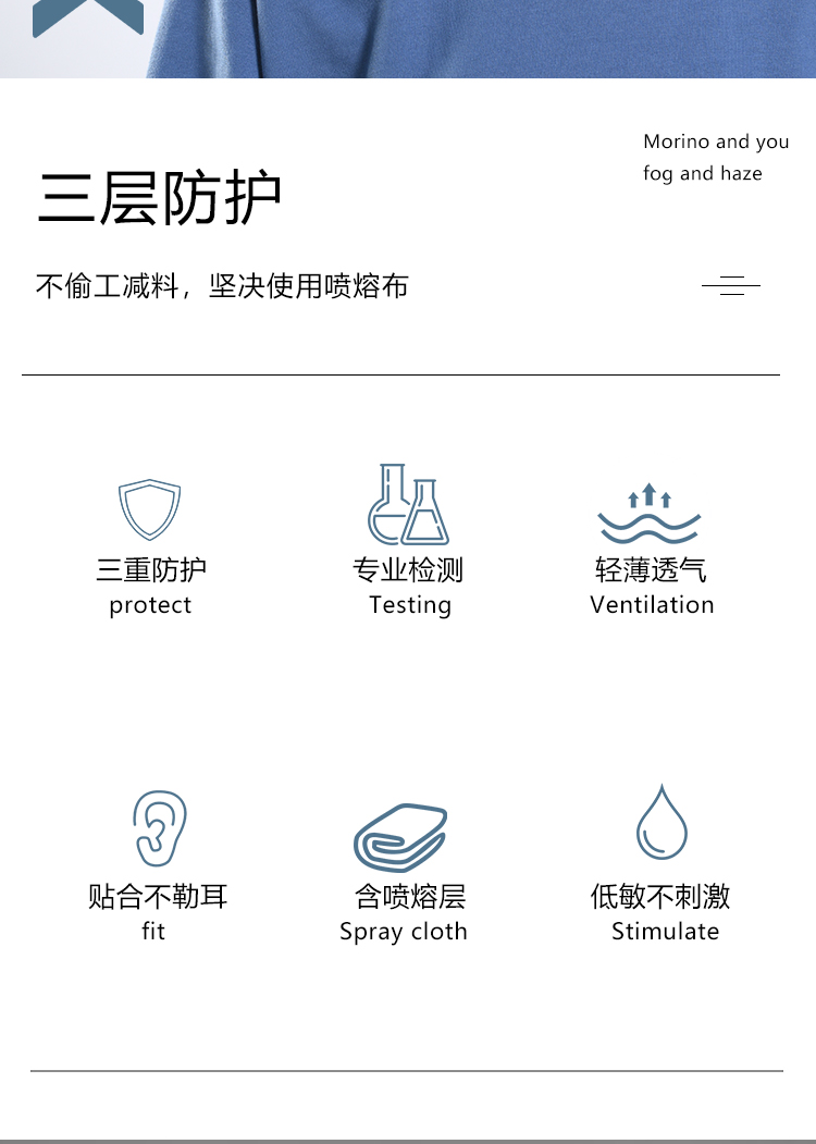 彩岚 三层含熔喷布一次性防护口罩 50个 图2