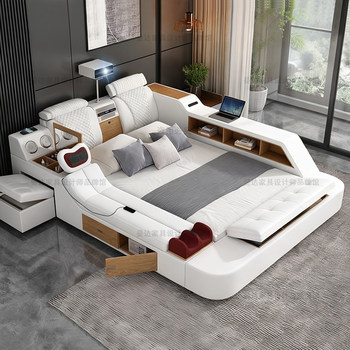 Smart tatami leather bed with massage 1.8*2 meters