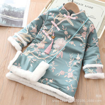 Little girl foreign cheongsam skirt 2020 winter dress thick girl Tang dress retro style children New Year dress