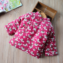 Baby cotton-padded clothes winter thickened girls cotton coat floral small cotton padded jacket cotton children Tang suit baby cotton inner liner