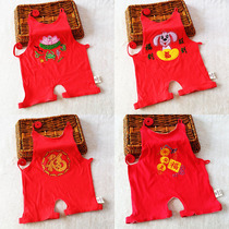 Newborn baby conjoined bellyband summer baby with legs and feet red belly cotton belly 0-3-6-9 months 1 year old