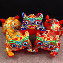 Newborn cloth tiger double head traditional folk custom handmade tiger headrest Baby Full Moon catch week baby festive supplies