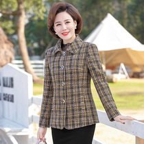 2021 new moms dress checkered jacket 40 years old 50 middle-aged woman Spring and autumn clothes in old age womens spring clothing suit