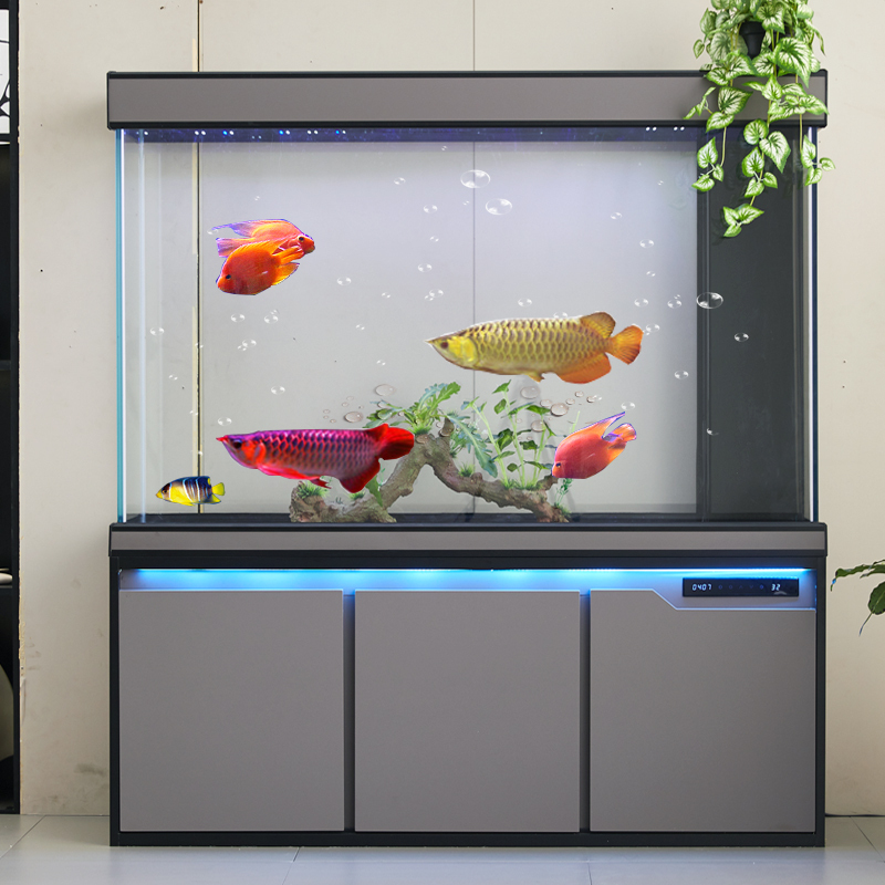 2025 New Ultra-Clear Glass Arowana Fish Tank, Large Floor-Standing Home Aquarium for Living Room, Entryway, Ecological Tank with Bottom Filter, Goldfish Tank